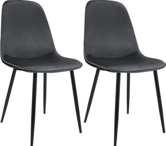 Clp Juego De 2 Sillas De Comedor Maryam Gris Oscuro Terciopelo
