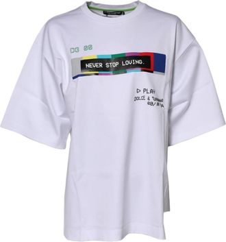 Dolce & Gabbana T-shirt met ronde hals - Heren - T-shirts - Wit - S - Katoen - Tops