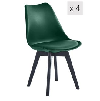 Nordlys Set 4 sillas escandinavas con patas de madera verde