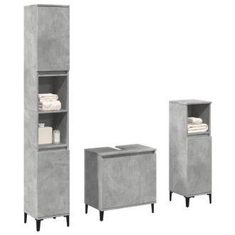 Berkfield Home 3 Piece Bathroom Furniture Set Concrete Grey Engineered Wood