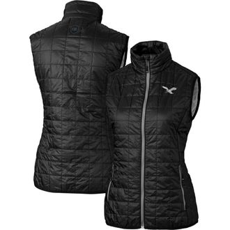 Cutter & Buck Womens Cutter & Buck Black Philadelphia Eagles Gridiron Classics Logo Rainier PrimaLoft Eco Insulated Full-Zip Puffer Vest at Nordstrom, Size Medium