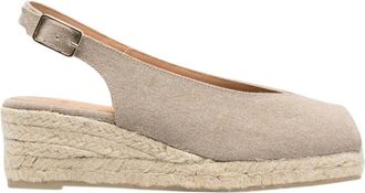 Castaner Beige Canvas Slingback Wedges