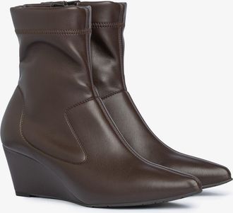 Pedro Garcia Wedge bootie in brown stretch microfiber | onira | Fall winter 2026