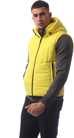 HUGO BOSS Mens Cashton Hooded Solid Patterned Gilet in Bright Yellow - Size 44 (Chest)