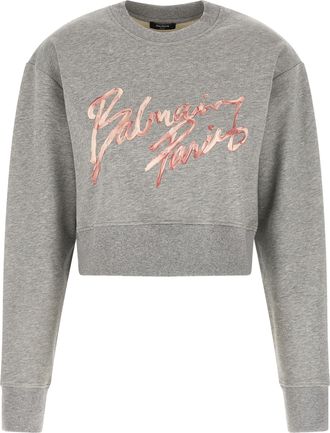 Balmain Gray Cotton Womens Sweatshirt