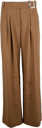 Karl Lagerfeld Beige Pleated High-Waisted Wool-Blend Flannel Pants
