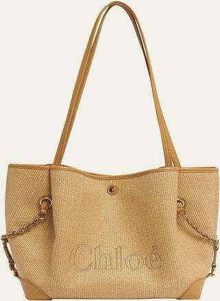 Chlo&eacute; Clover Raffia-Effect Tote Bag