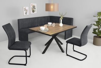 Hela Essgruppe »SPREE« 4 Stk. tlg. Esstisch 140x90 cm mit Dickkante, Microfaserbezug