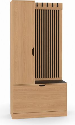 IDMarket Jack Armadio A 2 Ante In Legno E Doghe Nere Traforate Per Scarpe