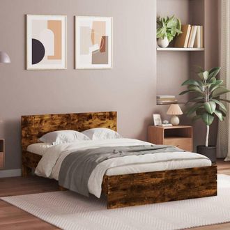 vidaXL Vidaxl - Estructura De Cama Con Cabecero Roble Ahumado 120x190 Cm