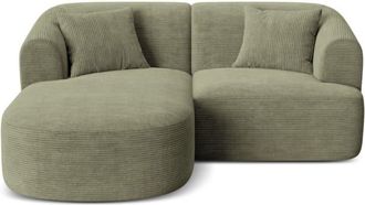 Cosmopolitan Design Sof&aacute; esquinero izquierdo modular 3 plazas pana verde musgo