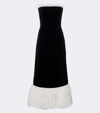 Costarellos Vestido midi Isabetta de terciopelo de algod&oacute;n