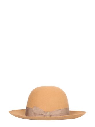 Borsalino Brown Eleonora Logo Bowler Hat