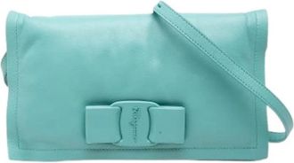 Ferragamo Pre-owned Crossbody Bag - Dames - Vintage Schoudertas - Blauw - ONE Size - Leer - Vintage