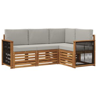 vidaXL Juegos De Sof&aacute;s Con Coj&iacute;n 4 Pcs Madera De Acacia S&oacute;lida Vidaxl