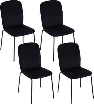 Woltu Juego De 4 Sillas Modernas De Comedor, Sal&oacute;n, Cocina, Asiento De Terciopelo Y Metal, Negro - Woltu