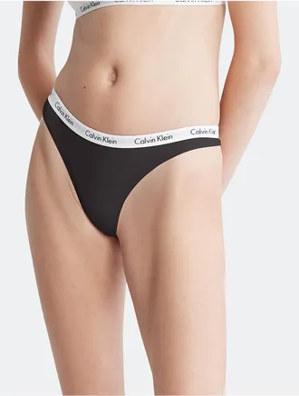 Calvin Klein Calvin Klein Womens Carousel Logo Cotton Thong - Black - XL
