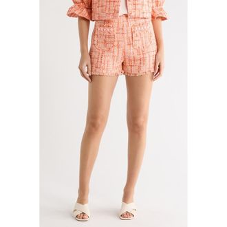 Cinq &agrave; Sept Racquel Lucie Boucl&eacute; Tweed Shorts in Pink Poppy Multi at Nordstrom Rack, Size 10