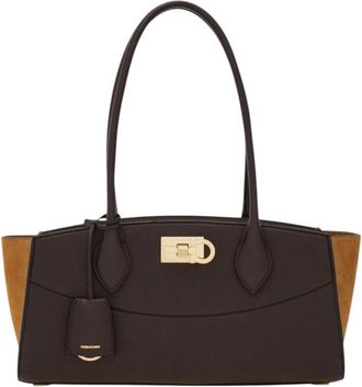 Ferragamo Dark Brown Studio Soft Medium Shoulder Bag