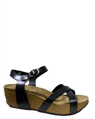 Eric Michael Womens Veda Strap Wedge Sandals In Black