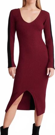 Blanc Noir Blair V-Neck Sweater Dress In Tibetan Red