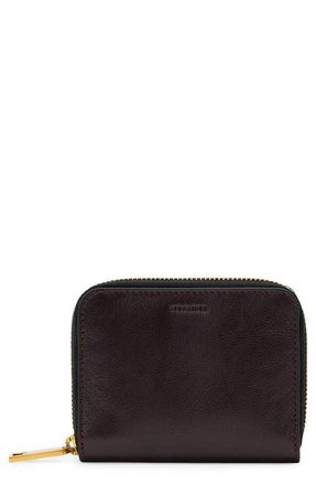 AllSaints Lena Hex Leather Zip Wallet in Burnt Umber Red at Nordstrom