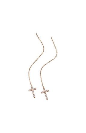 Alex and Ani Delicate Pave Cross Threader Earrings in Gold at Nordstrom