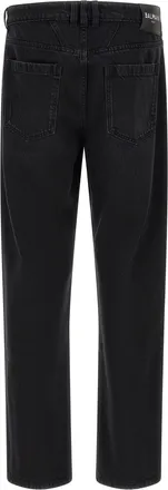 Balmain Embroidered Logo Denim Jeans - black