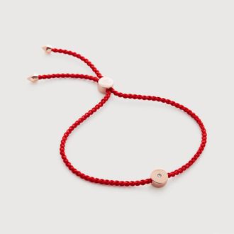 Monica Vinader Rose Gold Lab Grown Diamond Linear Solo Friendship Bracelet Lab Grown Diamond