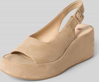 H&ouml;gl Wedges aus Leder mit Keilabsatz mit Plateau in Taupe, Gr&ouml;&szlig;e 37