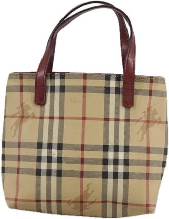 Burberry Haymarket Beige Canvas Handbag (Pre-Owned)