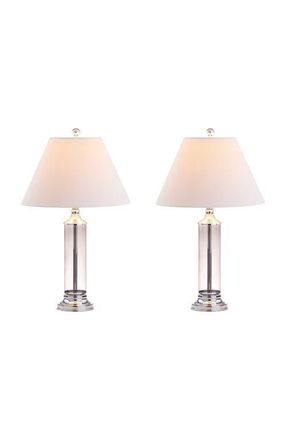 Jonathan Y Designs Astor 29 Glass LED Table Lamp in Smoked Gray at Nordstrom