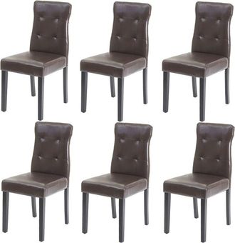 Hhg Hhg - Nunca Usado] Juego De 6 Sillas De Comedor 984, Silla De Comedor, Polipiel Marr&oacute;n, Patas Oscuras