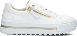 Gabor Schoenen, Dames, Wit, 42 EU, Leer, Witte lage sneakers met plateauzool