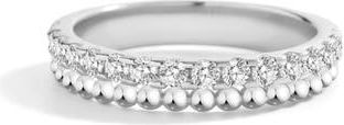 Mint & Lily Beaded Cubic Zirconia Band in 925 Sterling Silver at Nordstrom, Size 6