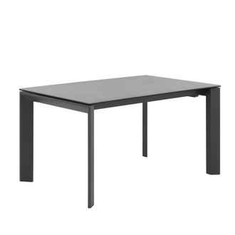 Koketto Home Mesa extensible 140 con tablero de porcelanico gris y patas negras