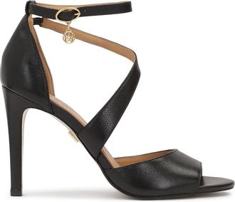 Kazar Hoge stiletto sandalen met een kruisband - Dames - Sandalen met hakken - Zwart - 37 EU - Leer - Schoenen