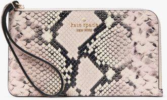 Kate Spade New York Womens Lucy Snake Embossed Medium L-Zip Wristlet - Multicolour Leather - One Size