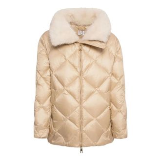Fracomina Chaqueta Acolchada de Plumas con Cuello de Pelo Sint&eacute;tico - Jackets - Mujer - Beige - XS