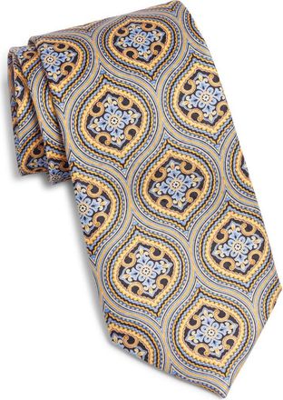 Nordstrom Moroccan Tile Print Silk Tie in Yellow/Blue at Nordstrom