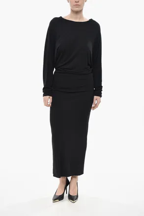 Khaite Backless Dress with Batwing Sleeves Khaite