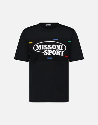 Missoni Mens Missoni Sport Knitted Insert Logo T-Shirt Black Heritage - Size: 38