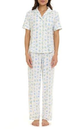 Flora Nikrooz Gabriella Piped Jersey Pajamas in Cream at Nordstrom Rack, Size X-Large