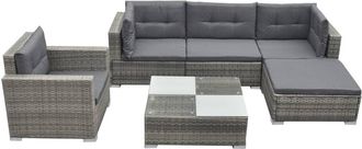 vidaXL Set De Muebles De Jard&iacute;n 6 Pzas Y Cojines Rat&aacute;n Sint&eacute;tico Gris Vidaxl