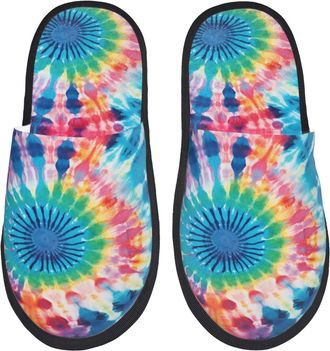 Generic Shoes Yellow Ikat Moroccan Flower Tiles Pattern Soft Slippers Reusable Cotton Slippers For Hotel Home Big Kid L