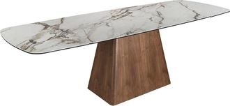 Angel Cerd&aacute; Mesa comedor extensible rectangular m&aacute;rmol porcel&aacute;nico y nogal