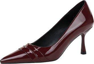 Generic Women Pointed Toe Stiletto Sexy Pumps 6.5CM Patent Leather Wedding Evening Party (Red,4.5)