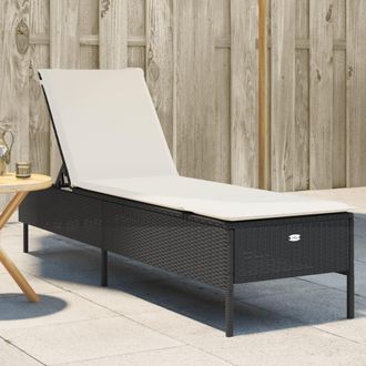 vidaXL Tumbona Con Coj&iacute;n Rat&aacute;n Sint&eacute;tico Negro Vidaxl