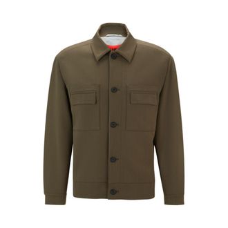 HUGO BOSS Button-up jacket in performance-stretch fabric