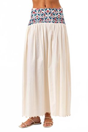 Sundays Gwen Floral Embroidery Skirt In Whisper White